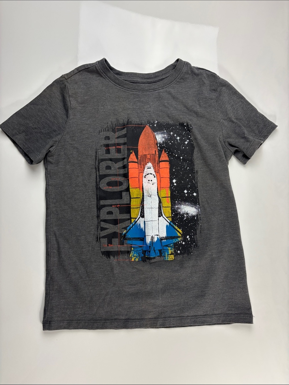 Cat & Jack Gray Tee with Colorful Explorer Rocket Graphic
